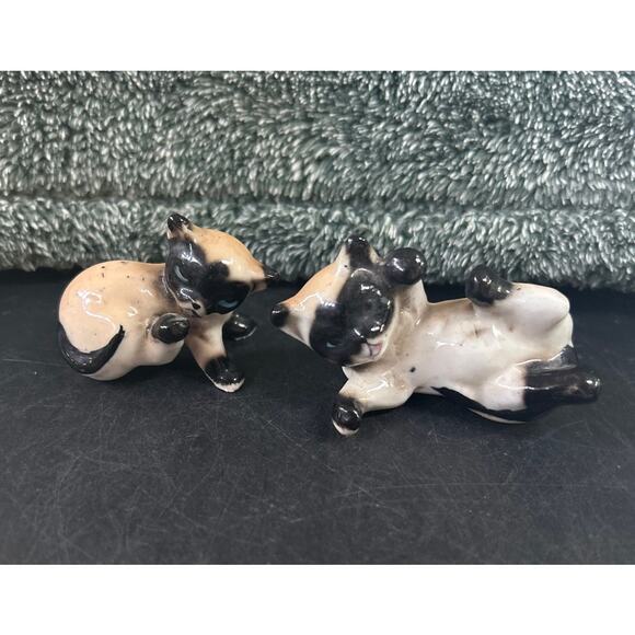 Vintage Pair of Miniature Siamese Cats Kittens Bone China - Picture 2 of 10
